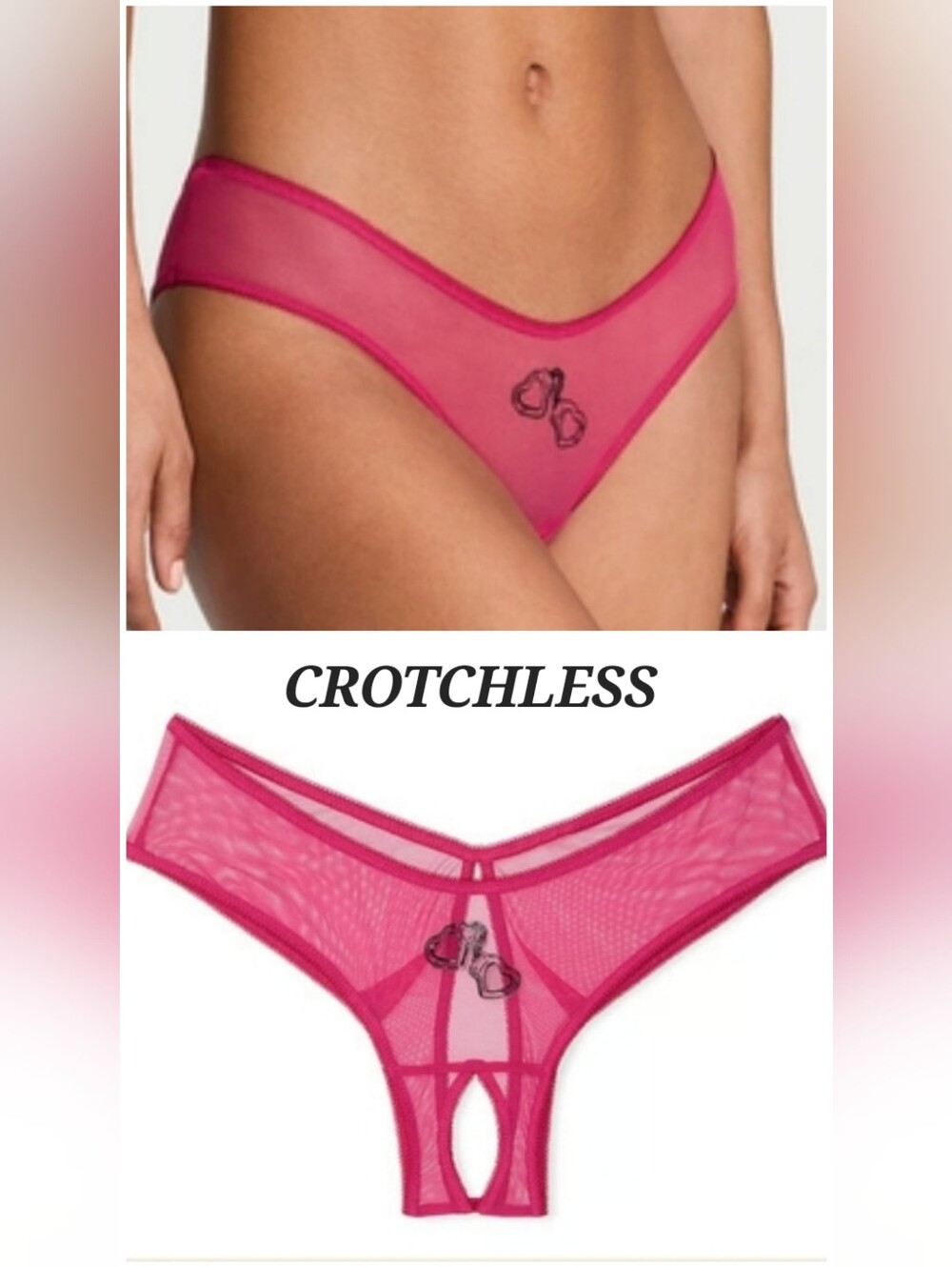 Victoria's Secret Very Sexy Mesh High-Leg Crotchless Cheeky Panty MEDIUM